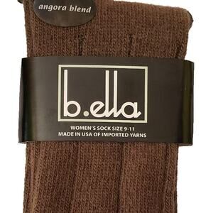 Brown Ribbed Crew Socks Size 9-11 #3507 B.ella Angora Wool Blend Chocolate Med